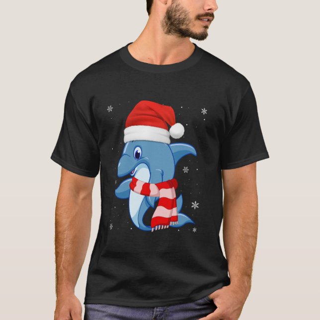 Camiseta Dolphin Lover Xmas Holiday Santa Hat Dolphin (Anverso)