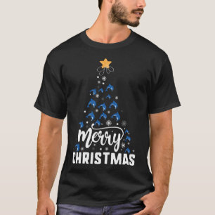 Camiseta Dolphin Merry Christmas Tree Family Navidad Holida