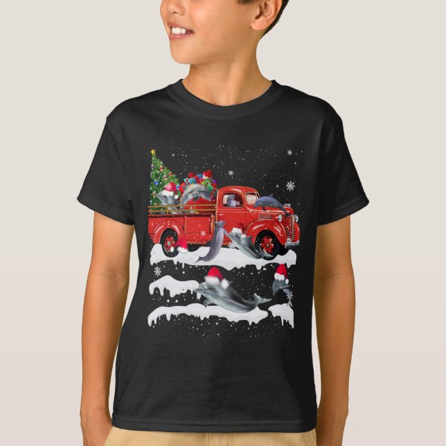 Camiseta Dolphin Riding Camión Rojo Feliz Navidad X-mas Ugl (Anverso)