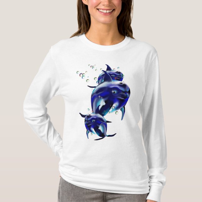Camiseta DolphinsT-Camisa de tres azules (Anverso)