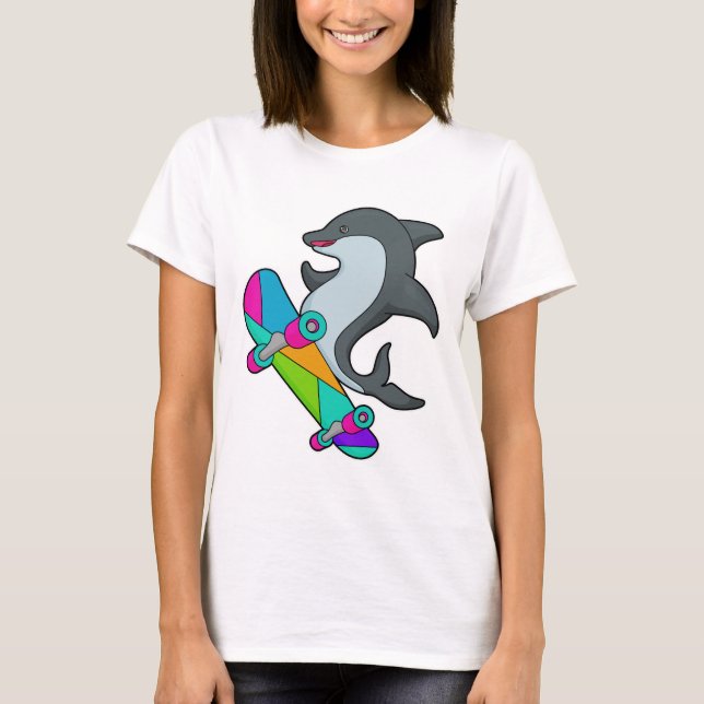 Camiseta Dolpin como Skater con Skateboard (Anverso)