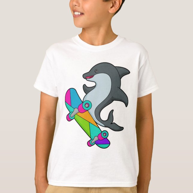 Camiseta Dolpin como Skater con Skateboard (Anverso)
