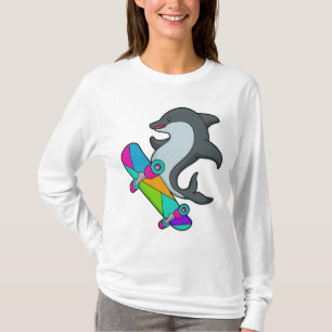 Camiseta Dolpin como Skater con Skateboard