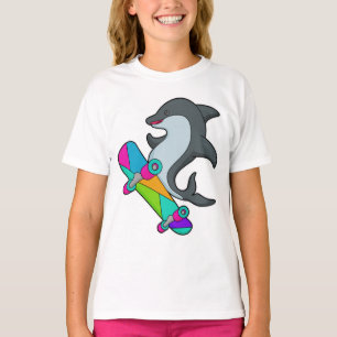 Camiseta Dolpin como Skater con Skateboard