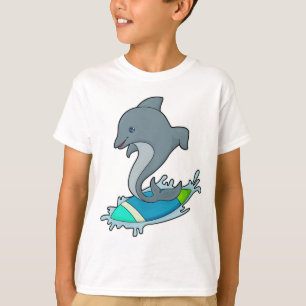 Camiseta Dolpin como surfista con Surfboard