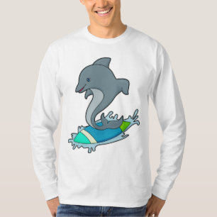 Camiseta Dolpin como surfista con Surfboard