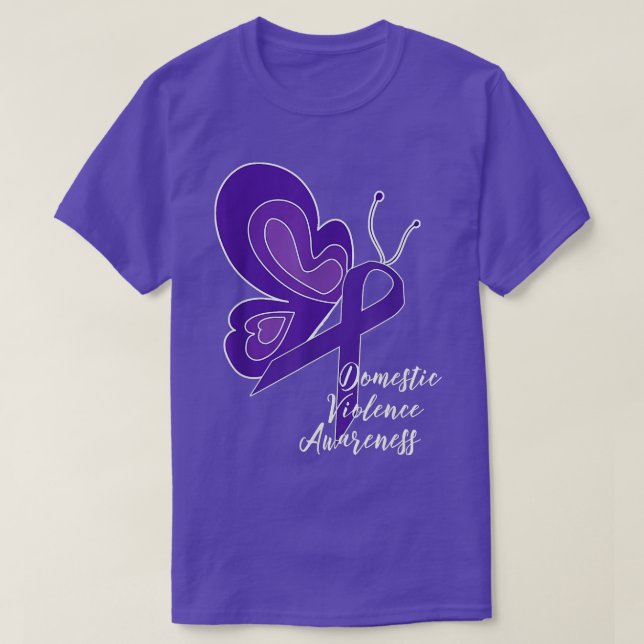CAMISETA DOMESTIC VIOLENCE AWARENESS ABUSE PURPLE RIBBON BU (Diseño del anverso)