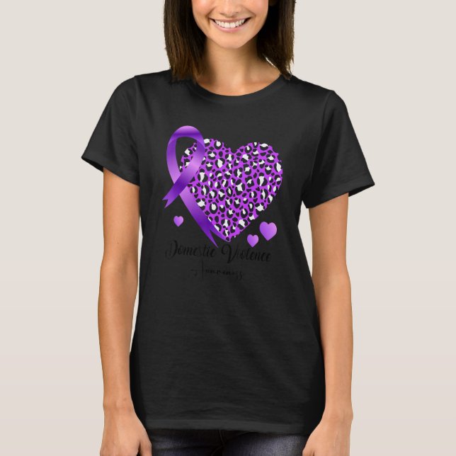Camiseta Domestic Violence Awareness Heart Leopard Purple r (Anverso)