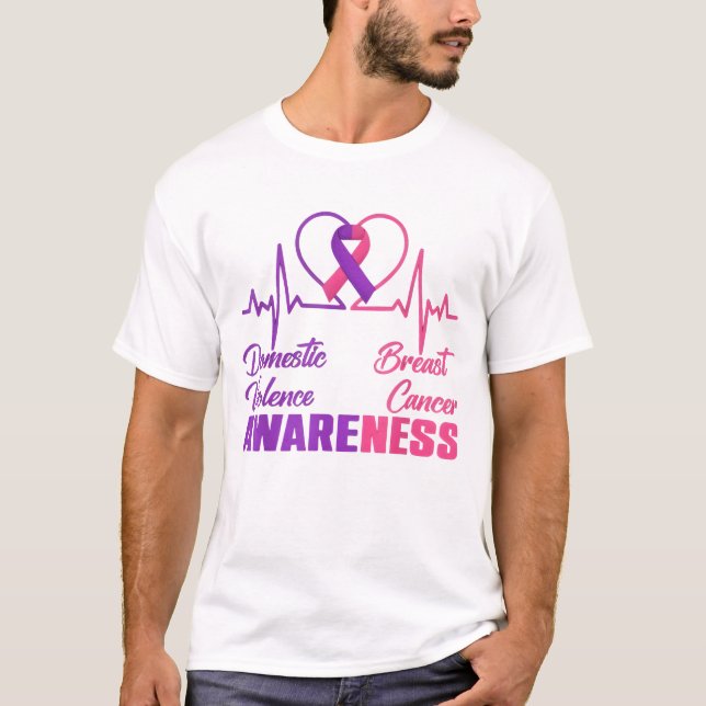 Camiseta Domestic Violence & Breast Cancer Awareness Month  (Anverso)