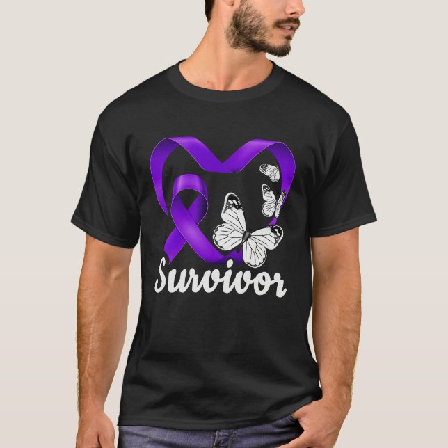 Camiseta Domestic Violence Survivor purple heart butterflie (Anverso)