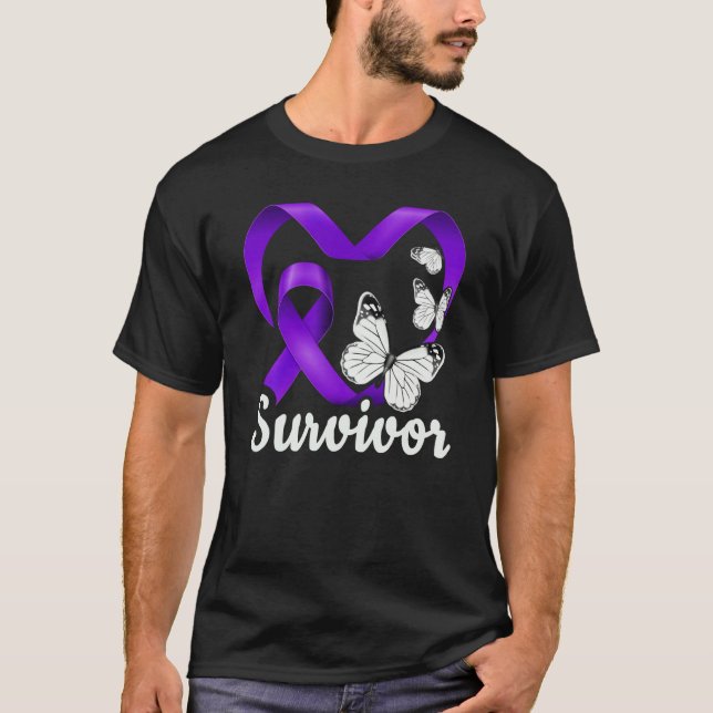 Camiseta Domestic Violence Survivor purple heart butterflie (Anverso)