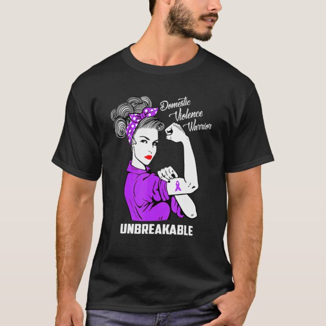 Camiseta Domestic Violence Warrior Unbreakable  Awareness (Anverso)