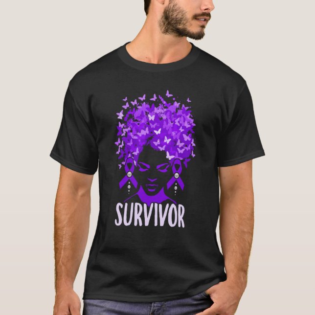 Camiseta Domestic Violence Women purple butterflies Survivo (Anverso)