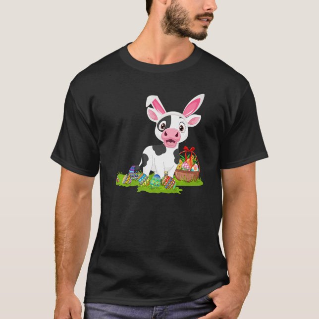 Camiseta Domingo de Pascua de Vaca Juvenil Caza de Huevo de (Anverso)