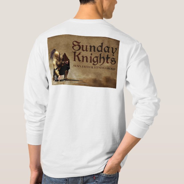 Camiseta Domingo Knights al grupo de la fe y de la aptitud (Reverso)