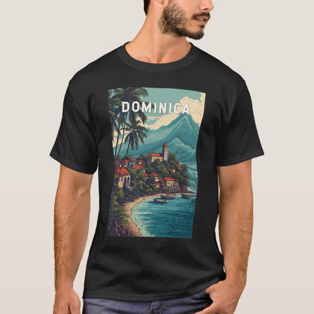 Camiseta Dominica Illustration Travel Art Vintage (Anverso)