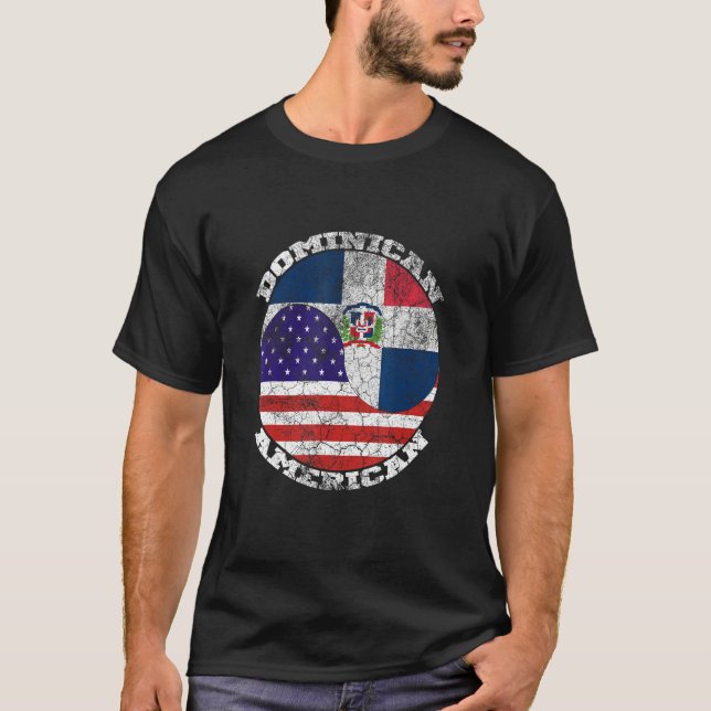 Camiseta Dominican and US flags Half American Half Dominica (Anverso)