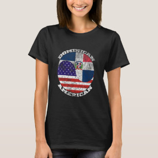 Camiseta Dominican and US flags Half American Half Dominica