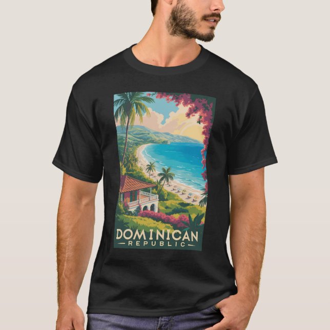 Camiseta Dominican Republic Beach Illustration Travel Art (Anverso)