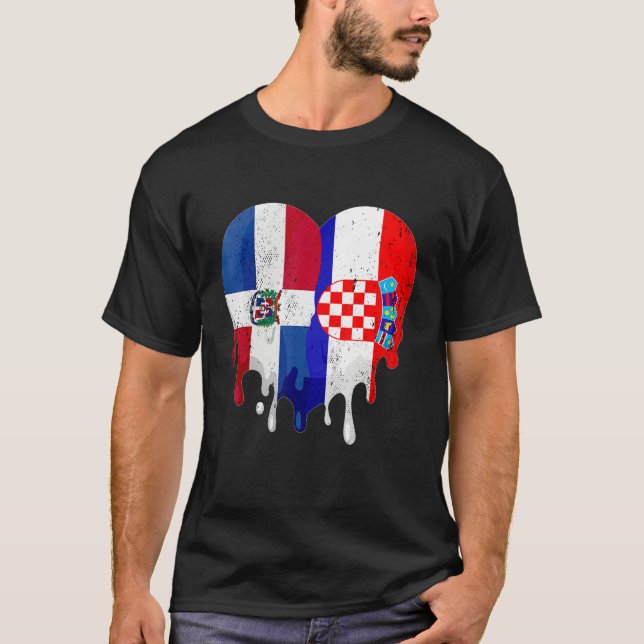 Camiseta Dominican Republic Croatia Flag Heart Citizen Patr (Anverso)