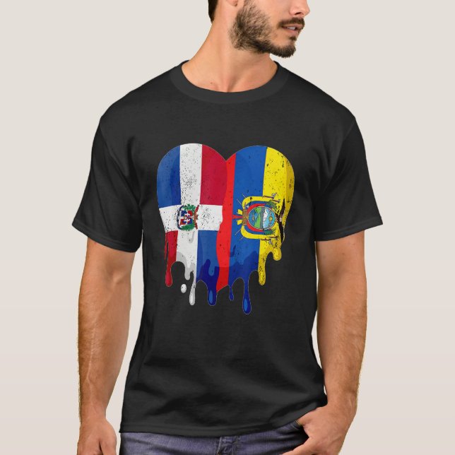 Camiseta Dominican Republic Ecuador Flag Heart Citizen Patr (Anverso)