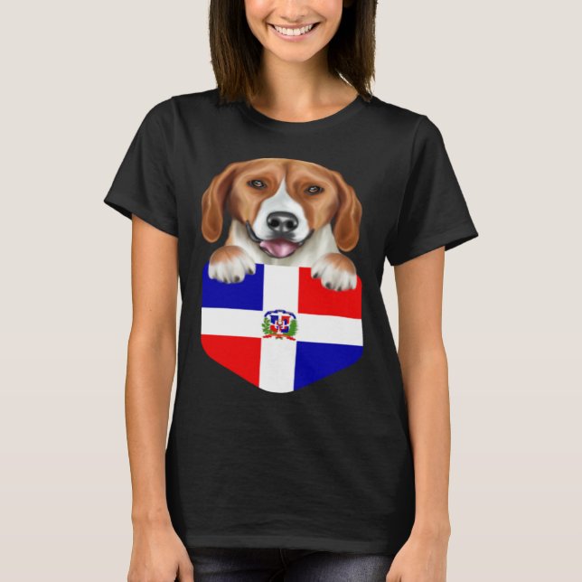 Camiseta Dominican Republic Flag American Foxhound Dog In P (Anverso)