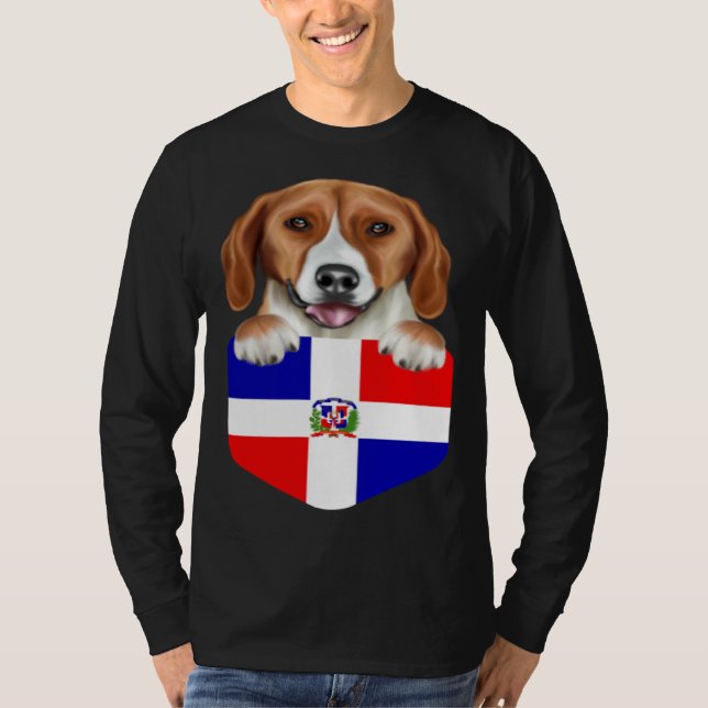 Camiseta Dominican Republic Flag American Foxhound Dog In P (Anverso)