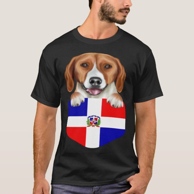 Camiseta Dominican Republic Flag American Foxhound Dog In P (Anverso)