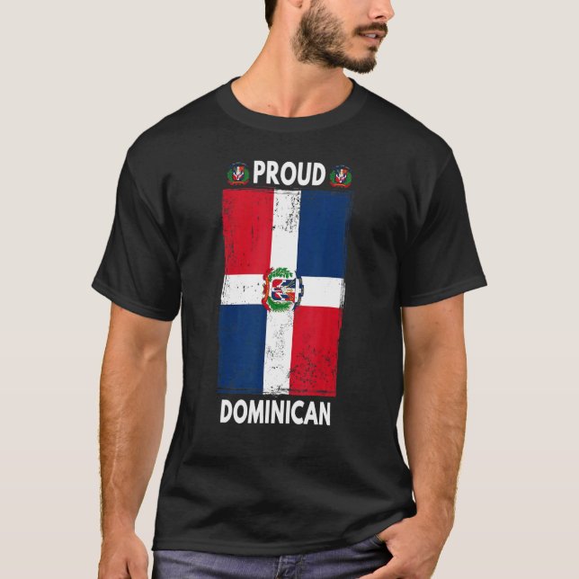Camiseta Dominican Republic Flag For Men & Proud Dominican  (Anverso)