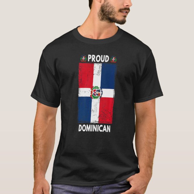 Camiseta Dominican Republic Flag For Men & Proud Dominican  (Anverso)