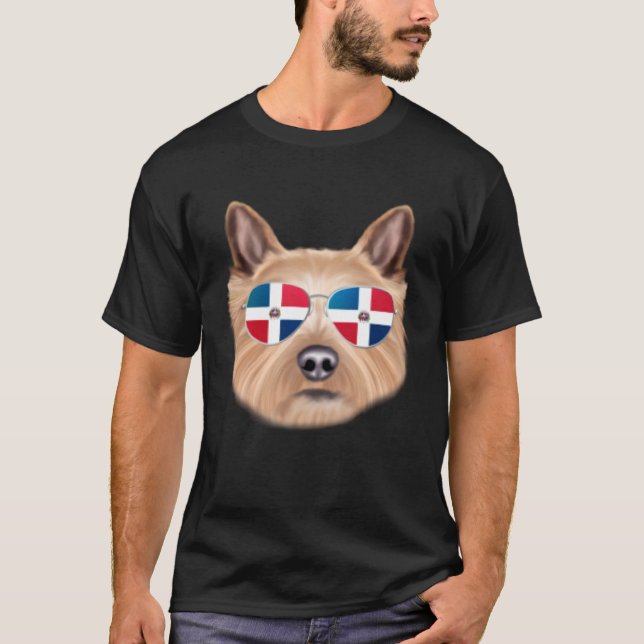 Camiseta Dominican Republic Flag Norwich Terrier Dog Pocket (Anverso)