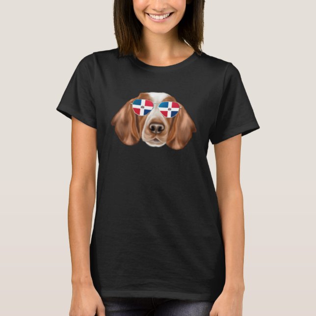 Camiseta Dominican Republic Flag Welsh Springer Spaniel Dog (Anverso)