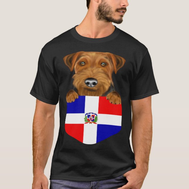 Camiseta Dominican Republic Flag Welsh Terrier Dog In Pocke (Anverso)