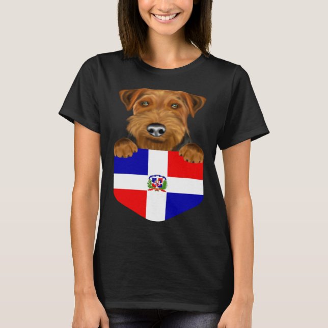 Camiseta Dominican Republic Flag Welsh Terrier Dog In Pocke (Anverso)