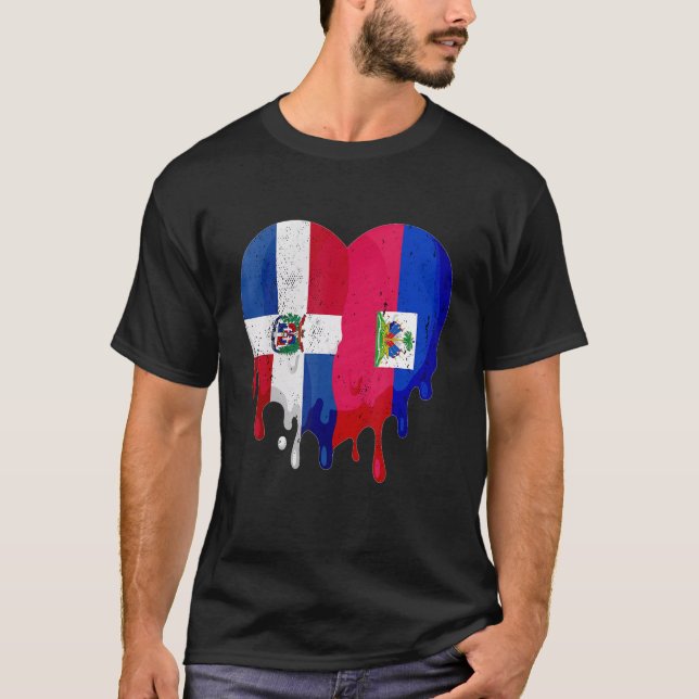 Camiseta Dominican Republic Haiti Flag Heart Citizen Patrio (Anverso)
