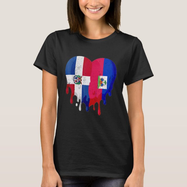 Camiseta Dominican Republic Haiti Flag Heart Citizen Patrio (Anverso)