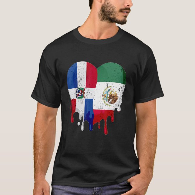 Camiseta Dominican Republic Mexico Flag Heart Citizen Patri (Anverso)