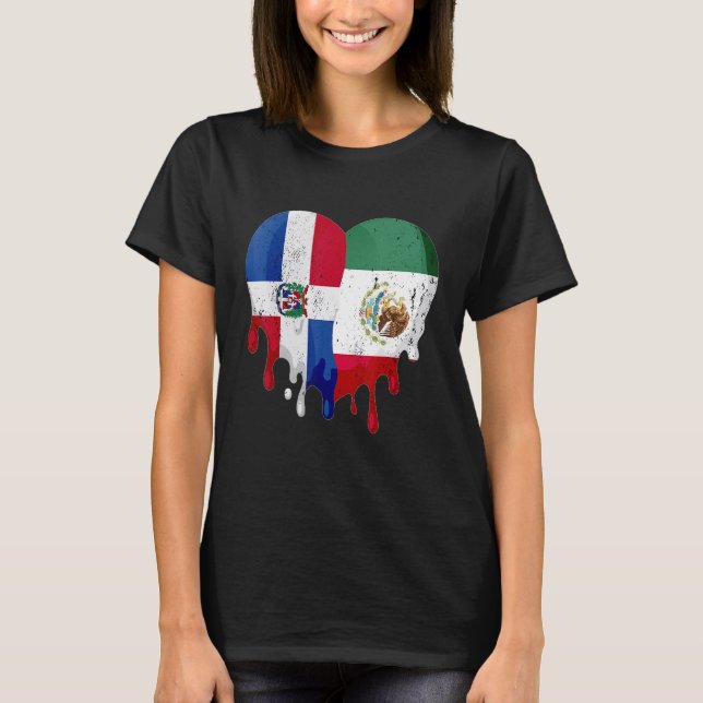 Camiseta Dominican Republic Mexico Flag Heart Citizen Patri (Anverso)