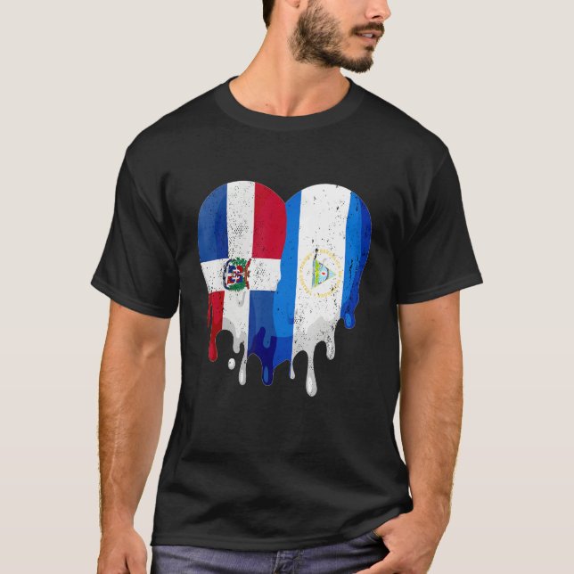 Camiseta Dominican Republic Nicaragua Flag Heart Citizen Pa (Anverso)