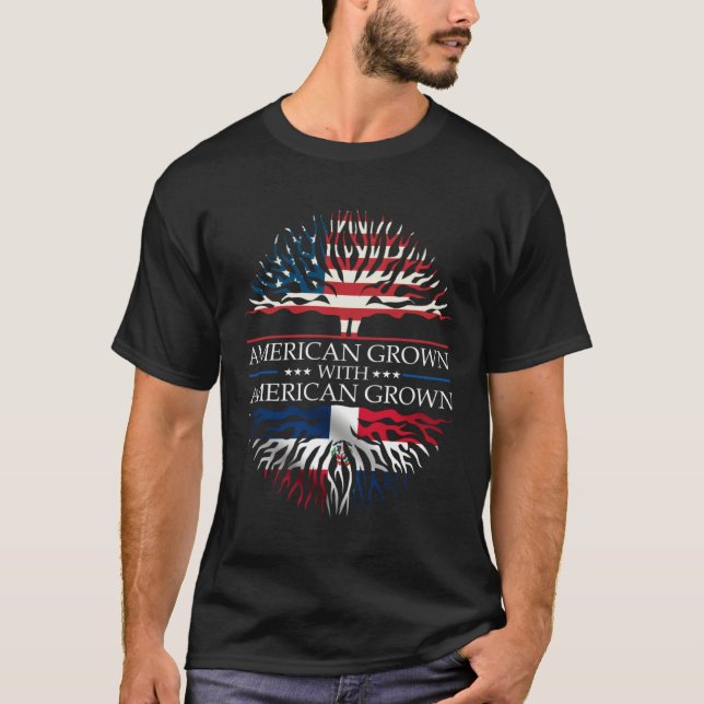 Camiseta Dominican Republic Roots Flag American Grown Domin (Anverso)