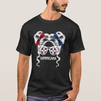 Camiseta Dominicana Moño Desordenado Orgullo República Domi