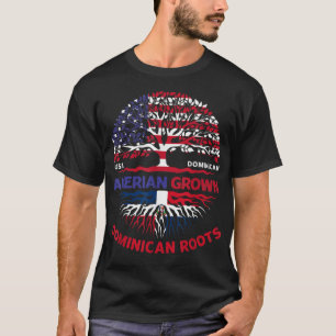 Camiseta Dominicano de Crecer Estadounidense Roots Dominica