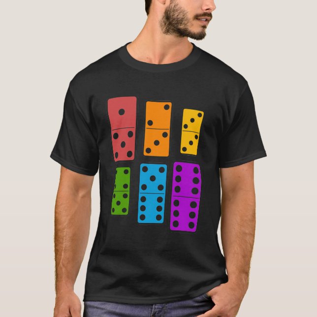 Camiseta Dominoes coloridos Bones Dominó Player (Anverso)