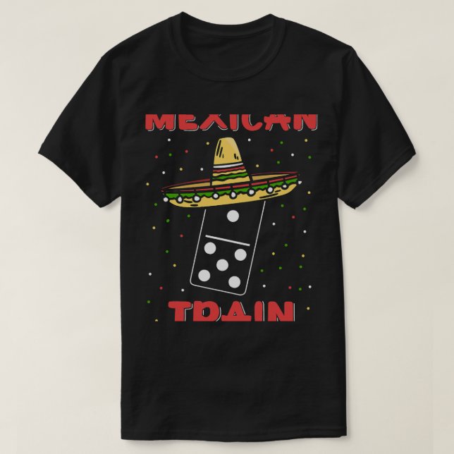 Camiseta Dominoes de divertidos trenes mexicanos (Diseño del anverso)