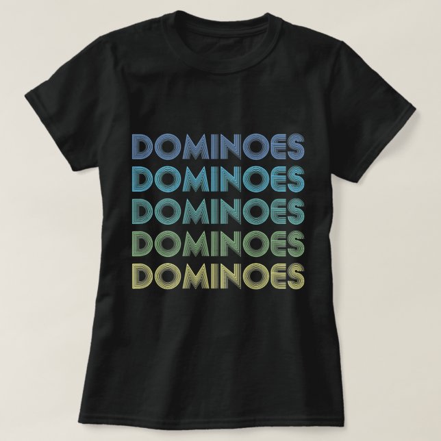 Camiseta DOMINOES Divertidas Palabras En Un Retro De La Vin (Diseño del anverso)
