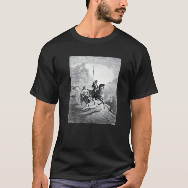 Camiseta Don Quijote y Sancho, ambientados por Gustave Dore (Anverso)