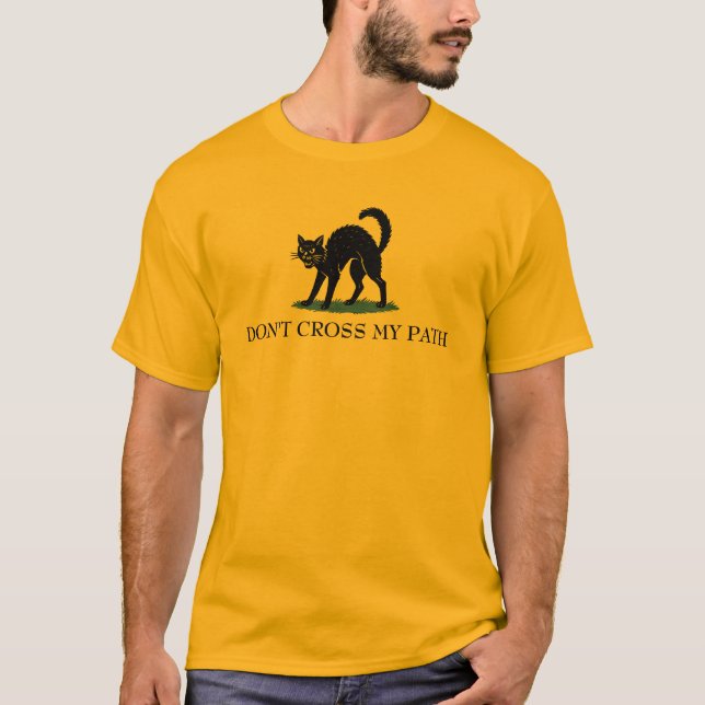 Camiseta Don’t Cross My Path Cat Gadsden Flag Parody (Anverso)