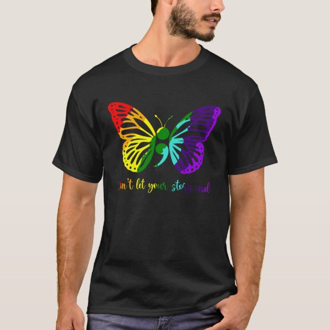 Camiseta Don t Let Your Story End Semicolon Butterfly Menta (Anverso)