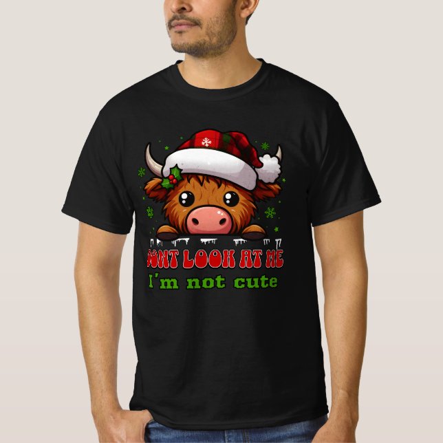 Camiseta Don’t Look at Me, I’m Not Cute – Reindeer Design (Anverso)