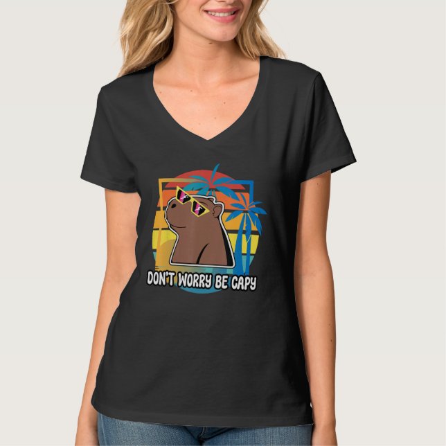 Camiseta Don t Worry Be Capy Capybara Retro Rodent Animal (Anverso)